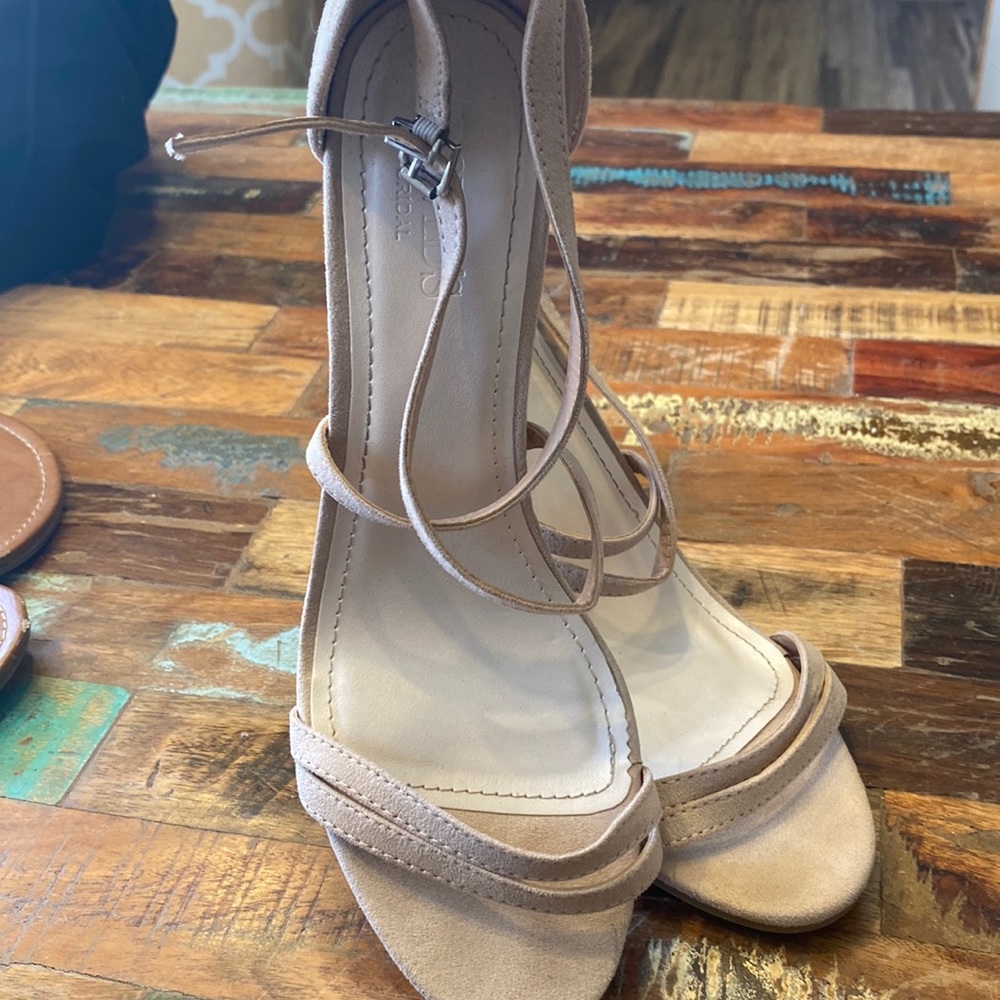 David’s bridal tan heels WORN ONCE!!